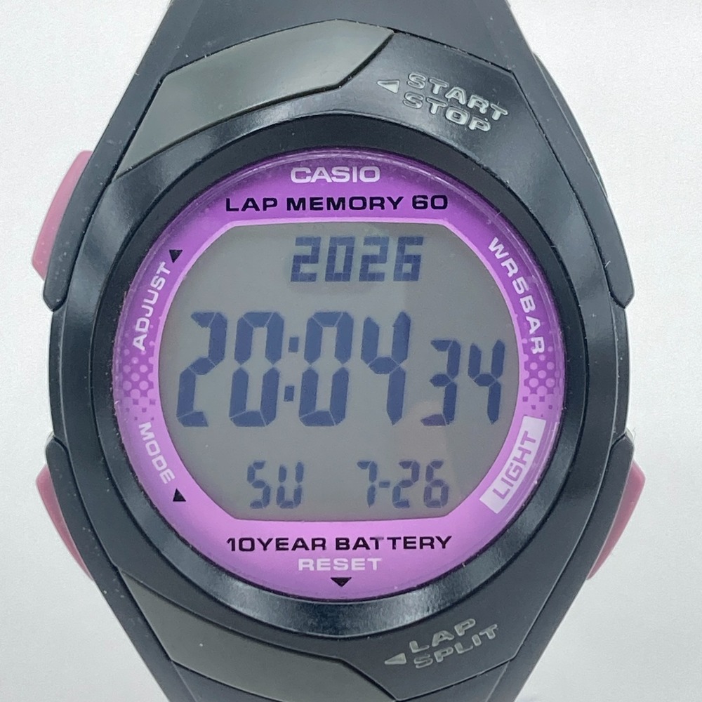 Casio Phys Women's Watch Digital Black Purple 2575 STR-300 Dual Time 60 Lap Date